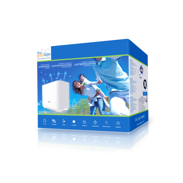 Verpakking van Progenion PR-860 – Verdampende Luchtbevochtiger met LED UV-C, Ionisatie Wit